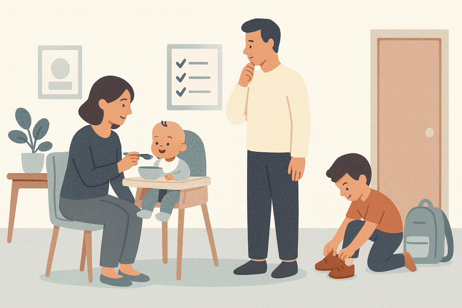 Routine du matin avec bébé – famille organisée avec checklist