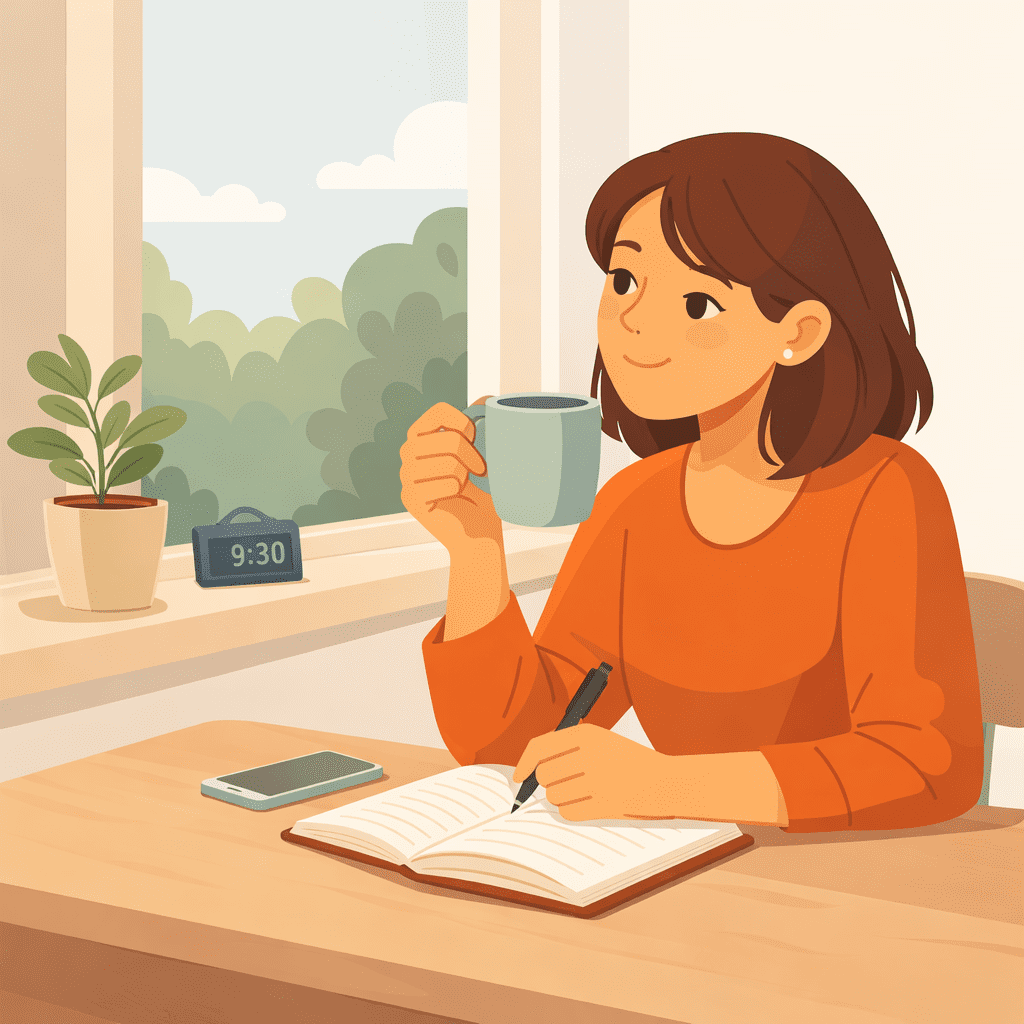 Femme Reflexion Matin Calme